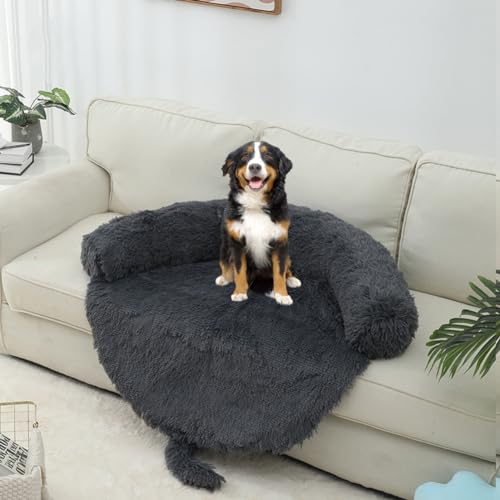 LINGXIYA Fluffy Hundecouchbett, Hundematte Sofabett mit Rutschfester Unterseite, Sofaschoner, Rechteckig Hundedecke, Haustier-Couchschutz, Hundedecke Waschbar Für Grosse Kleine Hunde von LINGXIYA