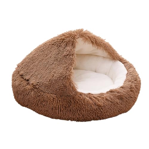 LINGXIYA Hunde-Beruhigungsbett, Flauschiges Katzenbett, Beruhigendes Katzenhöhlenbett, Katzenbett mit Rutschfester Unterseite für Kleine, Mittelgroße Hunde zum Schlummern, 40CM-Braun LINGXIYA Hunde-Beruhigungsbett, Flauschiges Katzenbett, Beruhigendes Katzenhöhlenbett, Katzenbett mit Rutschfester Unterseite für Kleine, Mittelgroße Hunde zum Schlummern, 40CM-Braun von LINGXIYA