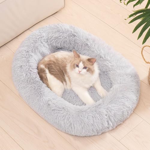 LINGXIYA Hundebett Flauschig, Katzenbett, Rund Kissen, Waschbar, Langer Plüsch Hundekorb, XS/S/M/L/XL Haustierbett für Kleine, Mittelgroße und Große Hunde, Katzen und Andere Haustiere, 40x50cm von LINGXIYA