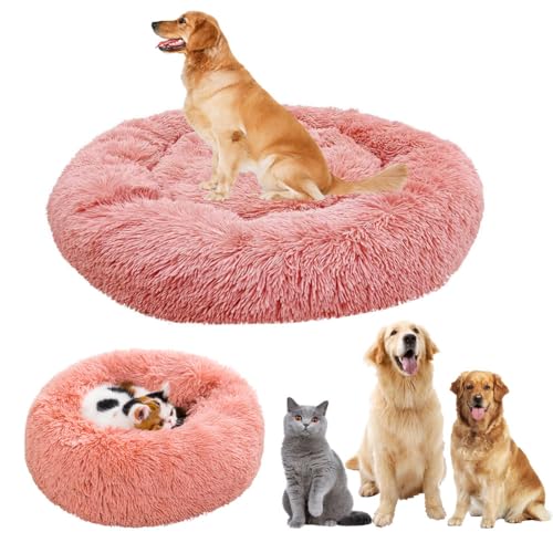 LINGXIYA Hundebett Flauschig, Rund Donut-Design Hundebett, Katzenbett, Donut Kissen, Waschbar, Hundebett mit Anti-Rutsch-Boden, Multi-Size-Haustier Hundebett für Klein-Mittelgroße Hunde-110CM, Rosa LINGXIYA Hundebett Flauschig, Rund Donut-Design Hundebett, Katzenbett, Donut Kissen, Waschbar, Hundebett mit Anti-Rutsch-Boden, Multi-Size-Haustier Hundebett für Klein-Mittelgroße Hunde-110CM, Rosa von LINGXIYA