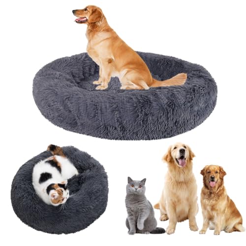 LINGXIYA Hundebett Flauschig, Rund Donut-Design Hundebett, Katzenbett, Donut Kissen, Waschbar, Hundebett mit Anti-Rutsch-Boden, Multi-Size-Haustier Hundebett für Klein-Mittelgroße Hunde-120CM, Grau LINGXIYA Hundebett Flauschig, Rund Donut-Design Hundebett, Katzenbett, Donut Kissen, Waschbar, Hundebett mit Anti-Rutsch-Boden, Multi-Size-Haustier Hundebett für Klein-Mittelgroße Hunde-120CM, Grau von LINGXIYA