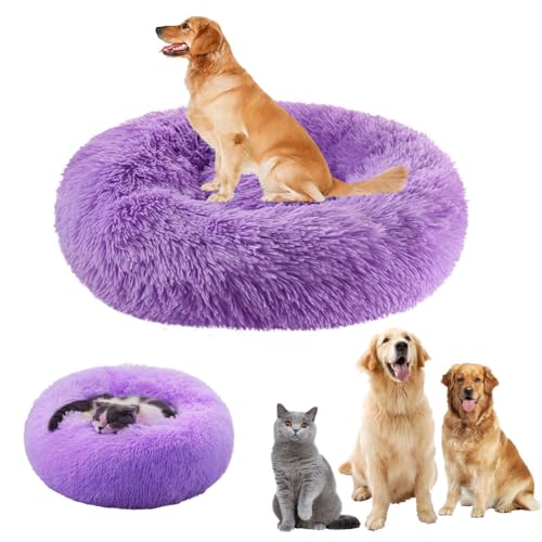 LINGXIYA Hundebett Flauschig, Rund Donut-Design Hundebett, Katzenbett, Donut Kissen, Waschbar, Hundebett mit Anti-Rutsch-Boden, Multi-Size-Haustier Hundebett für Klein-Mittelgroße Hunde-130CM, Lila LINGXIYA Hundebett Flauschig, Rund Donut-Design Hundebett, Katzenbett, Donut Kissen, Waschbar, Hundebett mit Anti-Rutsch-Boden, Multi-Size-Haustier Hundebett für Klein-Mittelgroße Hunde-130CM, Lila von LINGXIYA