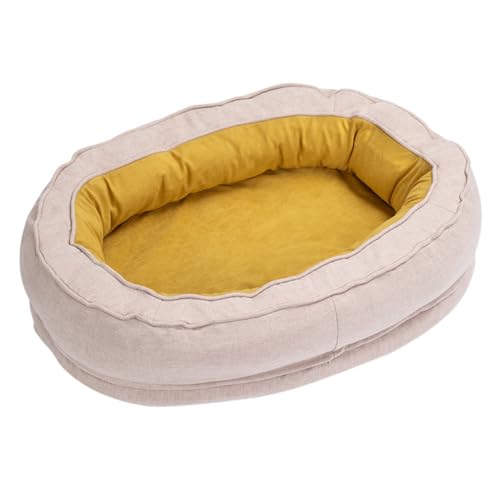 LINGXIYA Hundekissen in Leinenoptik, Weiches Plüsch Hundebett, Orthopädisches Hundebett, Erhöhte Ränder, Hundebett mit Rutschfester Unterseite, Abnehmbar Waschbar Hundebett (Gelb,L-80 * 60 * 18cm) LINGXIYA Hundekissen in Leinenoptik, Weiches Plüsch Hundebett, Orthopädisches Hundebett, Erhöhte Ränder, Hundebett mit Rutschfester Unterseite, Abnehmbar Waschbar Hundebett (Gelb,L-80 * 60 * 18cm) von LINGXIYA