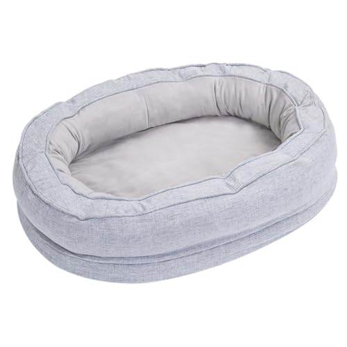 LINGXIYA Hundekissen in Leinenoptik, Weiches Plüsch Hundebett, Orthopädisches Hundebett, Erhöhte Ränder, Hundebett mit Rutschfester Unterseite, Abnehmbar Waschbar Hundebett (Grau,L-80 * 60 * 18cm) LINGXIYA Hundekissen in Leinenoptik, Weiches Plüsch Hundebett, Orthopädisches Hundebett, Erhöhte Ränder, Hundebett mit Rutschfester Unterseite, Abnehmbar Waschbar Hundebett (Grau,L-80 * 60 * 18cm) von LINGXIYA