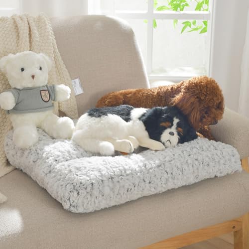 LINGXIYA Komfortable Atmungsaktiv Hundematratze, Anti-Angst-Hundebett, Hundekissen mit rutschfeste Unterseite, Hundebett Waschbar, Haustierbett für Kleine Hunde Katzen, 61×89cm, Grau von LINGXIYA