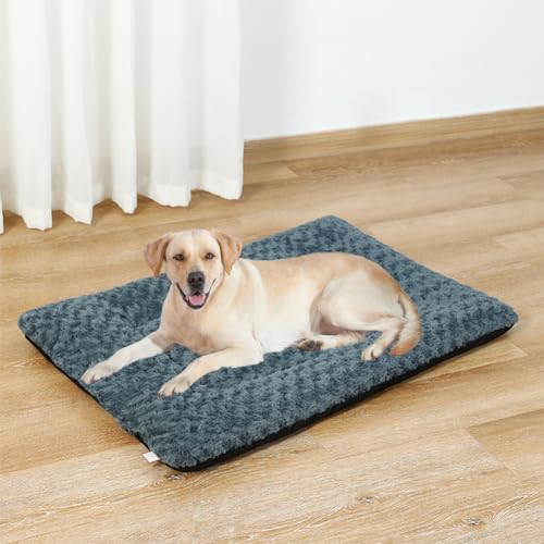 LINGXIYA Komfortable Atmungsaktiv Hundematratze, Komfortable Füllung, Hundebetten, rutschfest Hundekissen, Deluxe Plüsch Hundematte mit Rosensamts, Rutschfester Unterseite, 90cm, Dunkelgrau LINGXIYA Komfortable Atmungsaktiv Hundematratze, Komfortable Füllung, Hundebetten, rutschfest Hundekissen, Deluxe Plüsch Hundematte mit Rosensamts, Rutschfester Unterseite, 90cm, Dunkelgrau von LINGXIYA