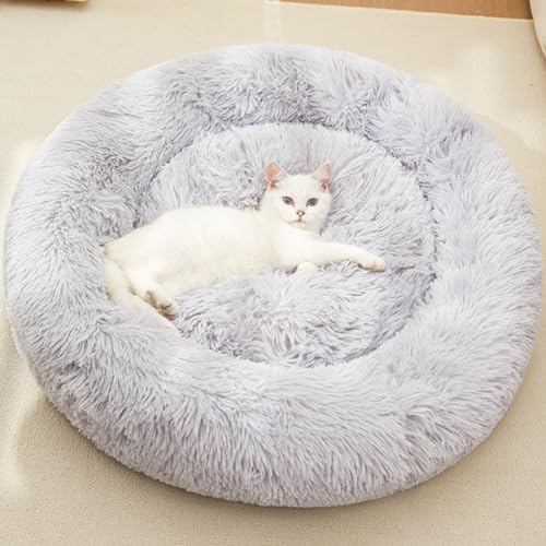 LINGXIYA Rund Hundesofa, Flauschig Hundekorb, Rutschfestes Hundebett, Hundekorb mit Schaumstoff-Nackenrolle, Komfort Und Warm Hundebetten für Große, Mittelgroße und Kleine Hunde, 120cm-Grau LINGXIYA Rund Hundesofa, Flauschig Hundekorb, Rutschfestes Hundebett, Hundekorb mit Schaumstoff-Nackenrolle, Komfort Und Warm Hundebetten für Große, Mittelgroße und Kleine Hunde, 120cm-Grau von LINGXIYA