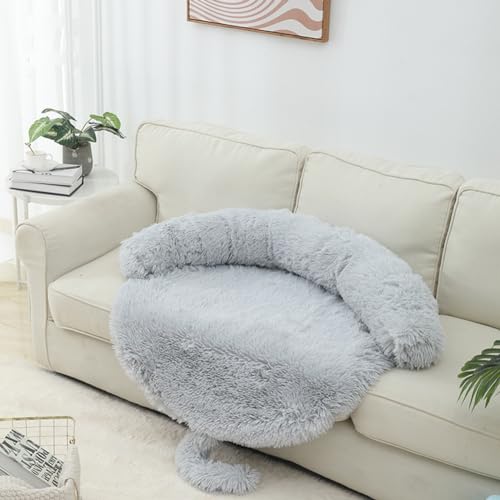 LINGXIYA Sofa Hundebett, Hundematte aus Plüsch, Hundedecke mit Schaumstoff-Nackenrolle, Rutschfester, Hundekissen Waschbar, Couchkissen für Kleine und Mittelgroße Hunde von LINGXIYA