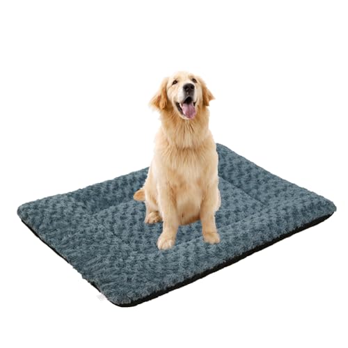 LINGXIYA Ultra Comfy Anti Angst Hundebetten, Hundekissen mit rutschfeste Unterseite, Waschbar und Strapazierfähig Haustierbett, Rosensamtes Hundebett für Hundekiste, Sofa, Boden, 70x50cm-Dunkelgrau von LINGXIYA