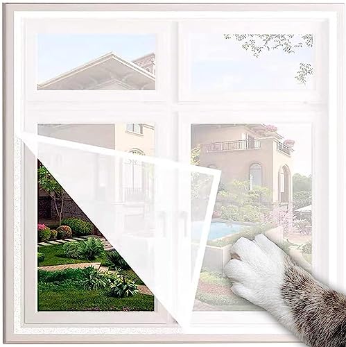 LINGXIYA Universal-Fensternetz für Katzenschutz, selbstklebendes Fenstergitter, Fliegengitter, Moskitonetz, zuschneidbar (weißes Klettband, weißes Netz) von LINGXIYA
