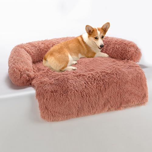 LINGXIYA Weich & Bequem Hundekissen, Hundebett Couch für Sofaschutz, Abnehmbar Waschbar Hundedecken, Hohe U-förmige Ränder, Hundekissen mit rutschfeste Unterseite (Rosa,130x105x20cm) von LINGXIYA