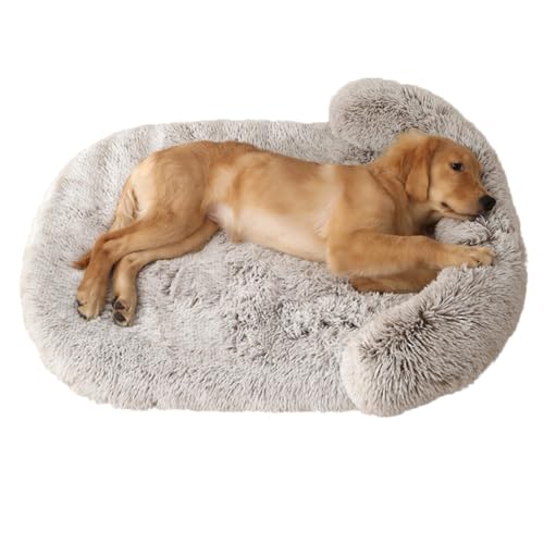 LINGXIYA Weiches Gemütlicher Plüsch Hundebett, Hohe U-förmige Ränder, Orthopädisches Hundematratze, Waschbar rutschfest Hundekissen, Hundesofa mit Abnehmbarer Bezug (Braun-a,XXL-150x100cm) von LINGXIYA