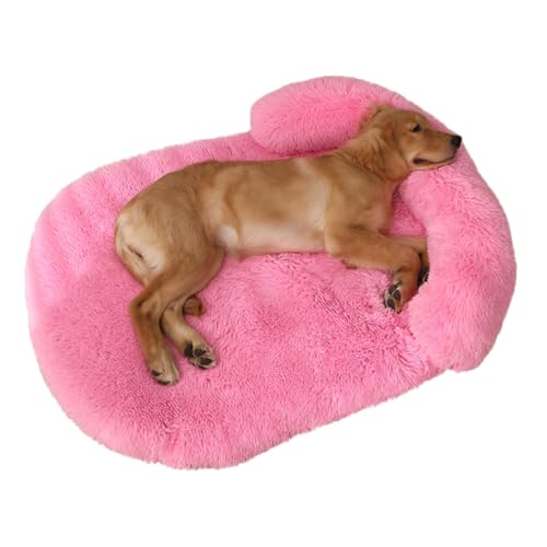 LINGXIYA Weiches Gemütlicher Plüsch Hundebett, Hohe U-förmige Ränder, Orthopädisches Hundematratze, Waschbar rutschfest Hundekissen, Hundesofa mit Abnehmbarer Bezug (Rosa-b,XXL-150x100cm) von LINGXIYA