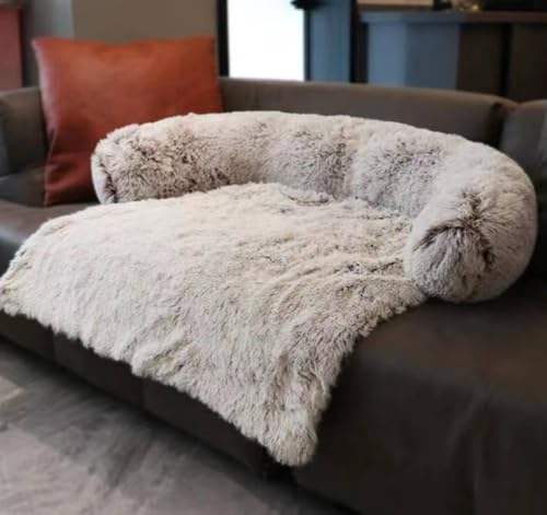 LINGXIYA Weiches Gemütlicher Plüsch Hundebett, Sofaschutz, Waschbar Hundedecke mit Abnehmbarem Bezug, rutschfest Hundekissen für Mittelgroße Hunde und Grosse Hunde (Braun,90 * 80cm) von LINGXIYA