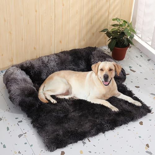 LINGXIYA Weiches Plüsch-Haustierbett, Komfortabel Anti-Angst-Hundebett, Hundekissen mit rutschfeste Unterseite, Hundematratze für Große, Mittelgroße und Kleine Hund, 100 * 120cm von LINGXIYA