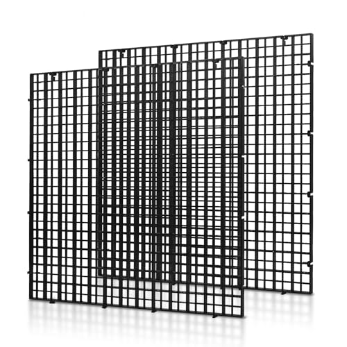 LINLAN 2 Stück 30x30cm Kunststoffgitter-Aquarium, Aquarium-Trennwand, Aquariumteiler für Bodenschutz und Aquascaping-Unterstützung (Schwarz-ohne Zubehör) von LINLAN