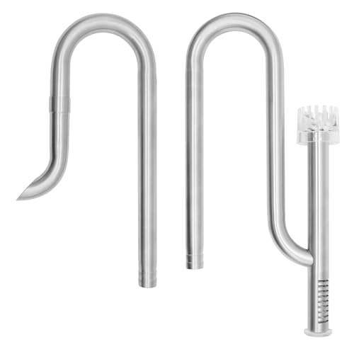 LINLAN 304 Edelstahl Lily Pipe Einlauf- und Auslaufset mit Mini-Aluminiumlegierung Rohrhalter, passend für 16/22mm(5/8" i.d.) Filter-Schlauch, ideal für rahmenlose Aquarien (mit Skimmer) von LINLAN