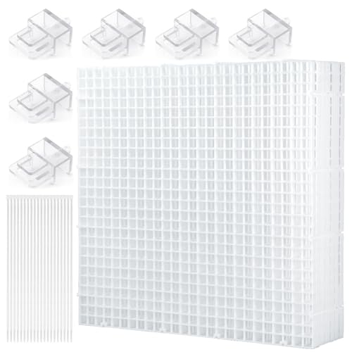 LINLAN Aquarium-Anti-Sprung-Set, Aquarienabdeckung, 8 Stück 30x30 cm Kunststoffgitter mit 6 Halterungen und 20 Kabelbindern, Abdeckung für rahmenlose Aquarien(Weiß) von LINLAN