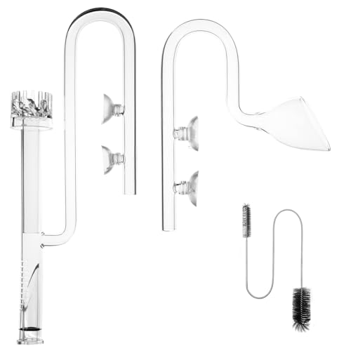 LINLAN 13mm Glas-Lilienrohr mit Skimmer, EIN- und Auslauf mit Reinigungsbürste, passt zu 12/16mm (1/2" i.d.) Filterrohr für Aquarium Pflanzenbecken von LINLAN