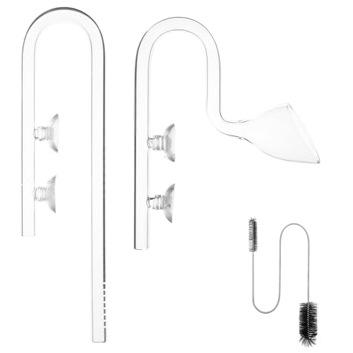 LINLAN 13mm Glas-Lilienrohr, EIN- und Auslauf mit Reinigungsbürste, passt zu 12/16mm (1/2" i.d.) Filterrohr für Aquarium Pflanzenbecken von LINLAN