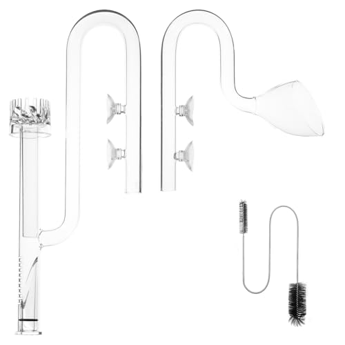LINLAN 17mm Glas-Lilienrohr mit Skimmer, EIN- und Auslauf mit Reinigungsbürste, passt zu 16/22mm (5/8" i.d.) Filterrohr für Aquarium Pflanzenbecken von LINLAN