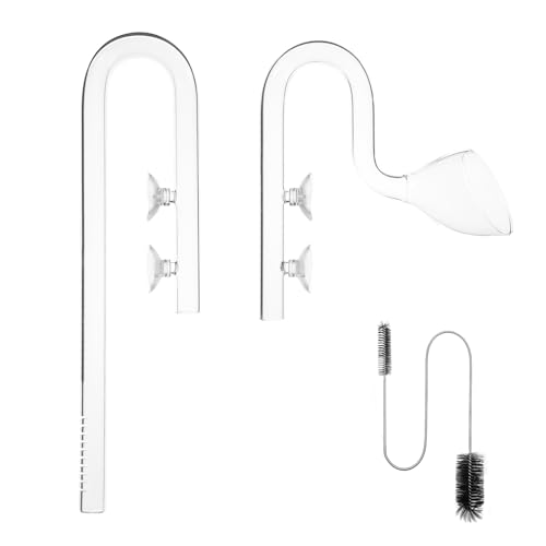 LINLAN 17mm Glas-Lilienrohr, EIN- und Auslauf mit Reinigungsbürste, passt zu 16/22mm (5/8" i.d.) Filterrohr für Aquarium Pflanzenbecken von LINLAN