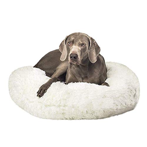 Deluxe Hundebett Round Haustierbett für Hunde und Katzen, Weiches Plüsch Hundekorb mit Reißverschluss Abnehmbaren Waschbar für Mittelgroße, Große, Extra groß Hunde, L-80cm von LINRUI