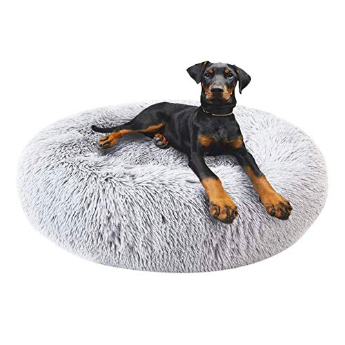 LINRUI Deluxe Hundebett Round Haustierbett für Hunde und Katzen, Weiches Plüsch Hundekorb mit Reißverschluss Abnehmbaren Waschbar für Mittelgroße, Große, Extra groß Hunde, M-70cm von LINRUI