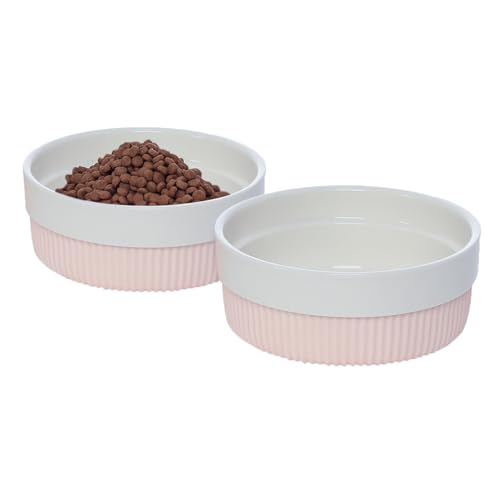 LINSHANMIN Keramik Hundenäpfe, Hundenapf und Wassernapf Set, rutschfeste Hundenäpfe mit Silikonbasis, Keramik Hundenäpfe für kleine mittelgroße Hunde und Katzen (Weiß/2 Stück Näpfe) von LINSHANMIN