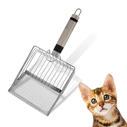 LINUMA® Edelstahl Katzensteuschaufel mit Kunststoffgriff Katzenklo Schaufel Schaufel Katzenklo Katzenschaufel Katzenschaufel für Katzenklo Futterschaufel Katzenklo Katzenstreu Sieb Schaufel Scoope von LINUMA