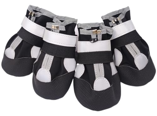 LINXDB Hundeschuhe für große Hunde, mittelgroße Hundestiefel und Pfotenschutz für den Winter, verschneite Tage, heiße Pflastersteine, Outdoor-Spaziergänge, Indoor-Hartböden, rutschfeste Sohle (schwarz von LINXDB