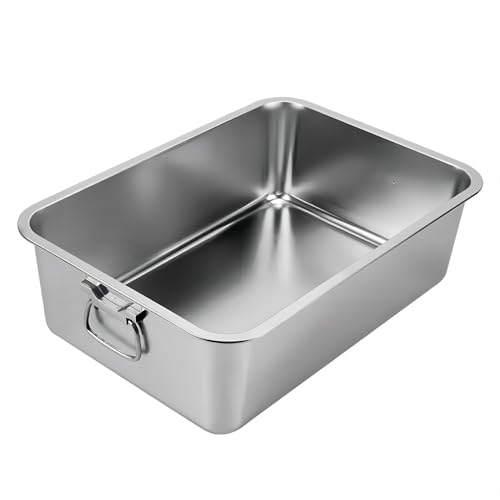 Haustiertoilette aus Edelstahl mit praktischem Tragegriff, extra große Metall-Katzentoilette, kein Geruch und antihaftbeschichtete Oberfläche, rost- und schmutzabweisend, leicht zu reinigen (45 x 34,8 Haustiertoilette aus Edelstahl mit praktischem Tragegriff, extra große Metall-Katzentoilette, kein Geruch und antihaftbeschichtete Oberfläche, rost- und schmutzabweisend, leicht zu reinigen (45 x 34,8 von LINYUES