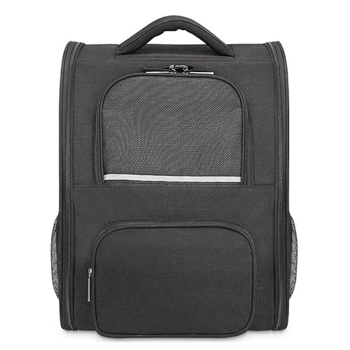 Haustier-Reiserucksack, belüftetes Netzfenster, doppelte Schultergurte, Schwarz Haustier-Reiserucksack, belüftetes Netzfenster, doppelte Schultergurte, Schwarz von LIOEUE