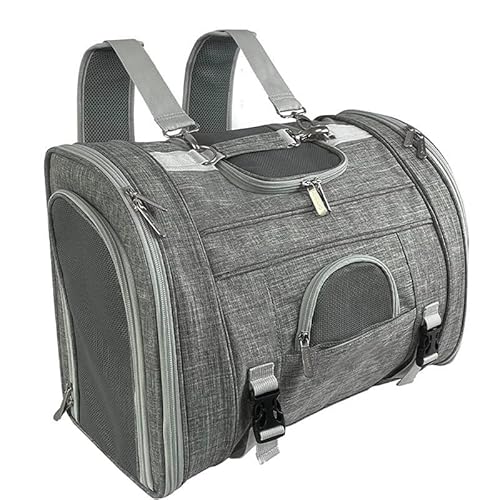 Haustier-Tragerucksack für Katzen und kleine Hunde, tragbare Reisetasche mit Netzfenstern, Grau Haustier-Tragerucksack für Katzen und kleine Hunde, tragbare Reisetasche mit Netzfenstern, Grau von LIOEUE