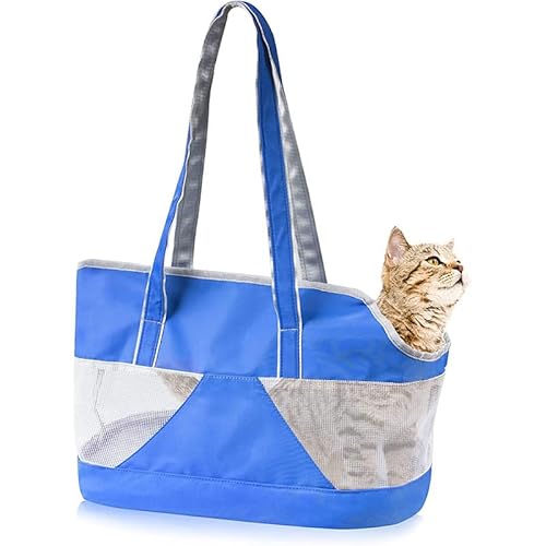 Tragetasche für Haustiere, Netzstoff, belüftet, Reise-Schultertasche für Katzen, Blau und Grau Tragetasche für Haustiere, Netzstoff, belüftet, Reise-Schultertasche für Katzen, Blau und Grau von LIOEUE