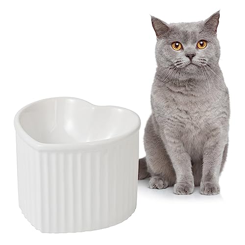 Erhöhter Keramik-Katzen-Wassernapf – erhöhter Katzenfutternapf gegen Erbrechen – stressfreie, hohe Futternäpfe für Katzen – breiter Katzennapf für Schnurrhaare – mikrowellen- und spülmaschinenfest – von LIONWEI LIONWELI