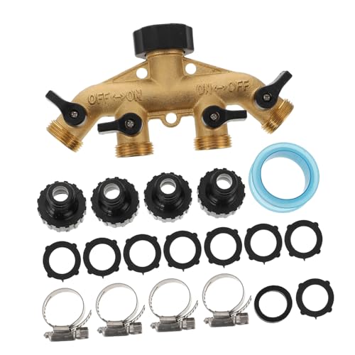 LIOOBO 1 Set 4 Vierwege Kugelhahn Garten Außenarmaturen Verteiler Schlauchverteiler 4 Wege Schlauchadapter Schlauchauslass Umsteller Hochleistungs Schlauchadapter von LIOOBO