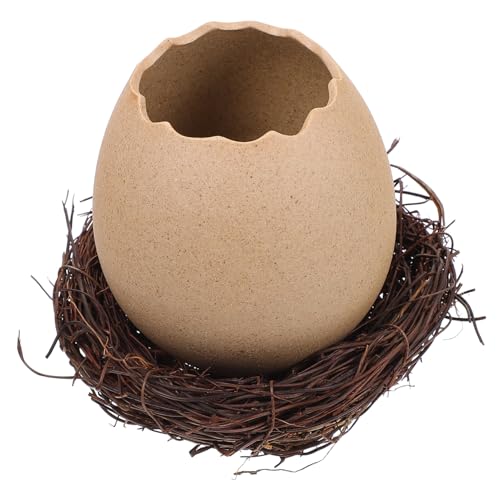 LIOOBO 1 Set Keramik Hydrokulturvase Deckel Eierplatte Fischpflanze Vögel Sukkulentenbehälter Stange Kunstfarne Künstliches Kreatives Hühnerstall Requisiten Terrarium Kleines von LIOOBO