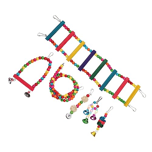LIOOBO 1 Set Papageienspielzeug Set Hamster Nymphensittich Papageienspielzeug Blöcke Papageien Kauspielzeug Käfig Vogelglocke Schaukel Taubenpapageien Meerschweinchenleiter von LIOOBO