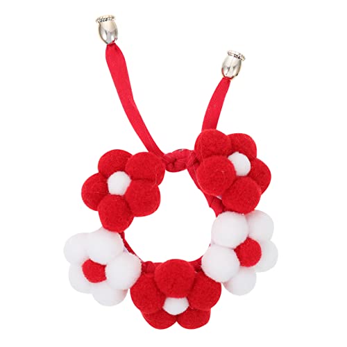 LIOOBO 1 Stück Haustierhalsband Katzenhalsbänder Blume farbig Plüsch Stichworte Rosa Welpenhalsband handgestrickter Kragen Strickkragen für Haustiere Hundezubehör Garn rot von LIOOBO
