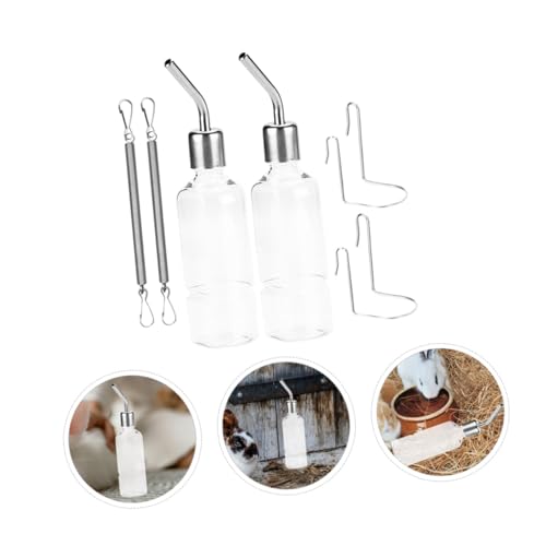 LIOOBO 2 Stück Hängende Trinkflasche für Kleintiere Auslaufsichere Wasserflasche mit Edelstahl kugelauslauf Transparente Haustier wasserspender für Kaninchen Meerschweinchen Hamster und von LIOOBO