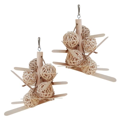 LIOOBO 2 Stück Holzspielzeug für Papageien Kletterleiter und Schaukel Sicheres Kau für Vögel Fördert Bewegung und Koordination für Käfig von LIOOBO