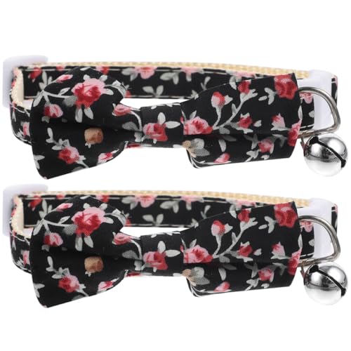 LIOOBO 2 Stück Katzenhalsband Hochzeit Haustier Katze mit Glocke Name Katze dekoratives Halsband Biegekragen für Katze Halsband Katze Katzenzubehör Kätzchen Bowtie Kragen Polyester-Nylon von LIOOBO
