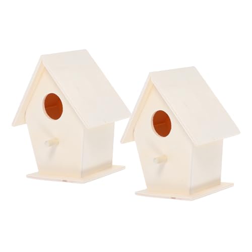 LIOOBO 2 Stück Unbehandeltes DIY Vogelhaus für Garten Balkon Kleine Hängende Futterstation für Kreative und Bastelprojekte von LIOOBO