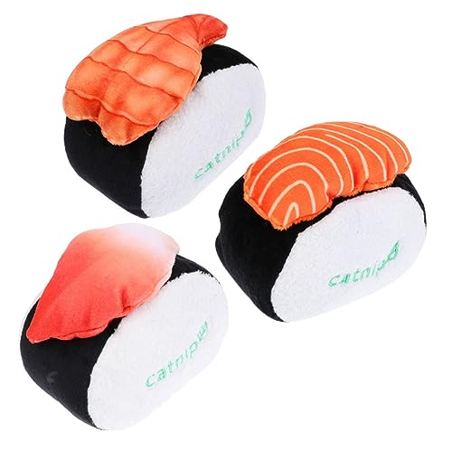 LIOOBO 3 Stück Katze Plüschtier Katzenspielzeug Für Wohnungskatzen Katzenplüsch Sushi-katzenspielzeug Mit Katzenminze Interaktives Katzenminze- Backenzahn Zahnen von LIOOBO