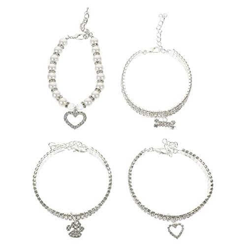 LIOOBO 4 Stück Haustier Halsband Set Dekoratives Hundehalsband Kragen Schild Schleife Katzenhalsbänder Katze Aus Strass Netter Hundehalsband Haustierzubehör Strasssteine Silber LIOOBO 4 Stück Haustier Halsband Set Dekoratives Hundehalsband Kragen Schild Schleife Katzenhalsbänder Katze Aus Strass Netter Hundehalsband Haustierzubehör Strasssteine Silber von LIOOBO