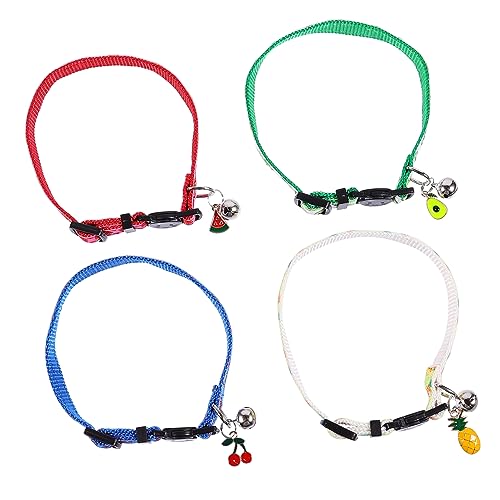 LIOOBO 4 Stück Obsthalsband für Haustiere Schild Junge Katzenhalsband klein Name Rosa Hallo Grün Kragen für Kätzchen Nettes Katzenzubehör Katzenhalsbänder für Katzen Nylon von LIOOBO