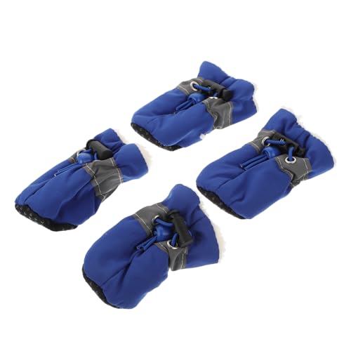 LIOOBO 4 Stück Schuhüberzüge für Haustiere Katzenschuhe Hund rutschfeste Turnschuhe rutschfeste Hundeschuhe Hund Katze warme Schuhe Hundestiefel Welpenschuhe Samt Blue von LIOOBO