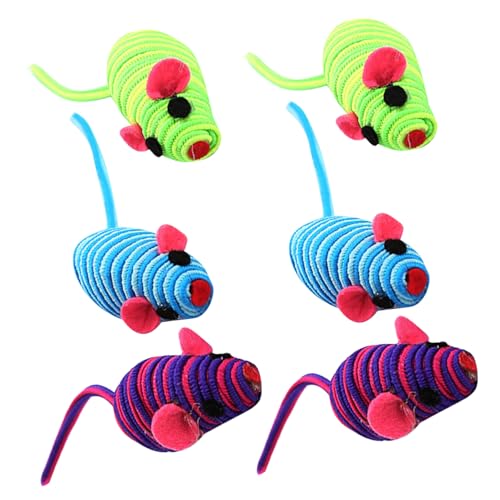 LIOOBO 6 Stück Gummiband Kleine Maus Katzenspielzeug Seil Katzenspielzeug Maus Korbgeflecht Interaktive Katzenmäuse Indoor Katzenmäuse Niedliches Zufällige Farbe von LIOOBO
