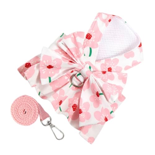 LIOOBO Blumenmuster Schleife Süßes Outfit für Welpen und Katzen Tragbares mit Harness für Kleine von LIOOBO